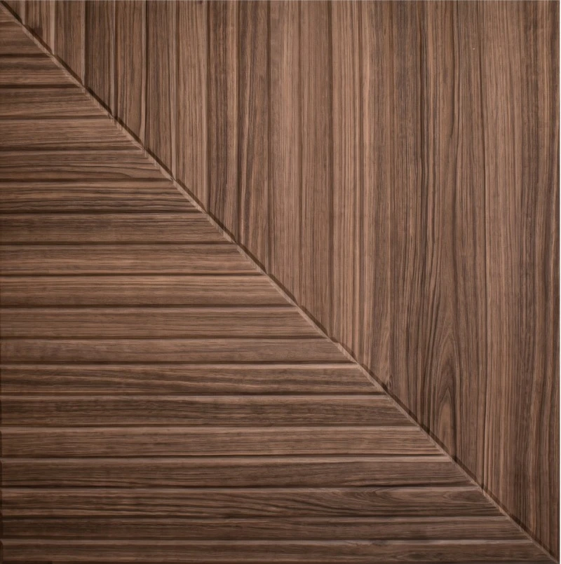 Wonear 3D UV-Printed Grooved PET Panel Natural Walnut