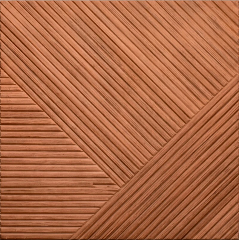 Wonear 3D UV Printed Grooved PET Teak Chevron Panel